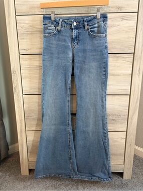 wild fable Light Blue Flared Jeans - High Rise Wide Leg